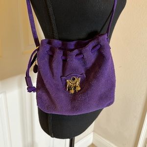 Etra Vintage purple suede drawstring bag